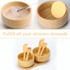 14 Pcs Bamboo Esthetician Supplies 2 Face Mask Mixing Bowls 2 Fan Brushes Esthetician 2 Flat Facial Brushes 2 Mask Spatulas 2 Facial Cream Spoons 2 Skincare Trays 2 Round Compressed Facial Sponges view 4