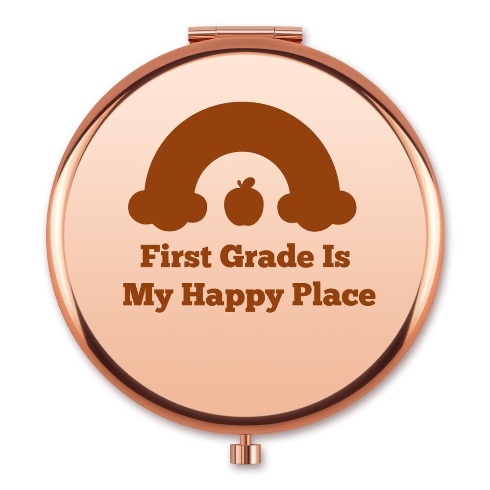 1st Grade Teacher Compact Mirror Appreciation Thank You Gift for Women First Day of School Kindergarten Preschool Folding Mirror Back to School Gift for First Grade Teacher from Student