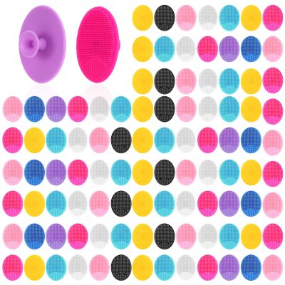 100 Pack Facial Cleansing Brush Face Scrubber Face Exfoliator Exfoliating Brush Soft Silicone Scrubber Handheld Wash Scrub Pad Tool for Deep Cleaning Pore Blackhead Delicate Dry Skin Care Women