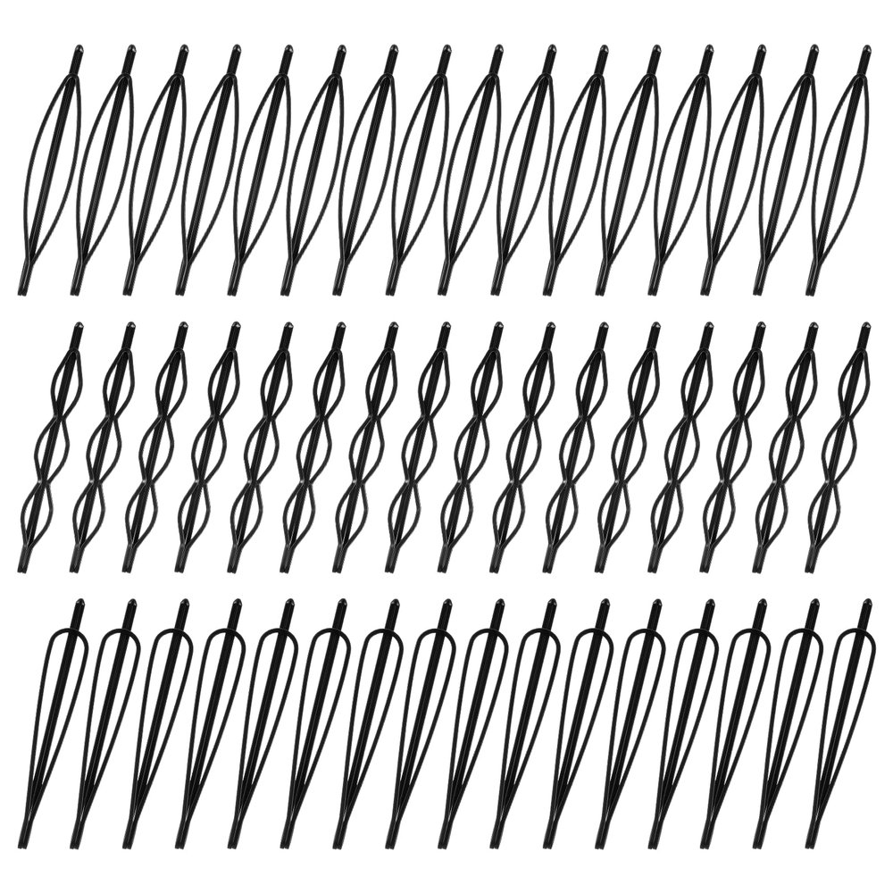 48 Pieces 2.7 Inch Black Bobby Pins for Women, Geometric Metal Hair Clips Simple Plain Non Slip Black Metal Hair Clips Barrettes Vintage Hairpins Mini Bobby Pin for Women and Girls (3 Style)