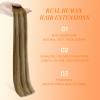 Full Shine Injected Tape in Hair Extensions Human Hair, 4/24/4 Natural Brown to Caramel Brown and Natural Brown Ombre, 18 Inch, 50G, 20 Pcs, Comfortable Wear, Modern Feminine, Length Adding view 2