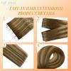 Full Shine Injected Tape in Hair Extensions Human Hair, 4/24/4 Natural Brown to Caramel Brown and Natural Brown Ombre, 18 Inch, 50G, 20 Pcs, Comfortable Wear, Modern Feminine, Length Adding view 3