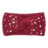 1 PCS Pearl Knitted Women Headbands,4.7 x 8.7 inch Elastic Soft Fabric Non-Slip Fashion Hair Bands for Daily Workout Yoga Gym Makeup(Red) view 1