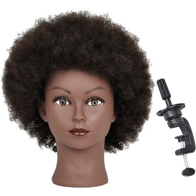 African Hairdressing Training Mannequin Head Realistic Styling Head for Salon Practice Black Hair Model for Cosmetology and Hair Styling