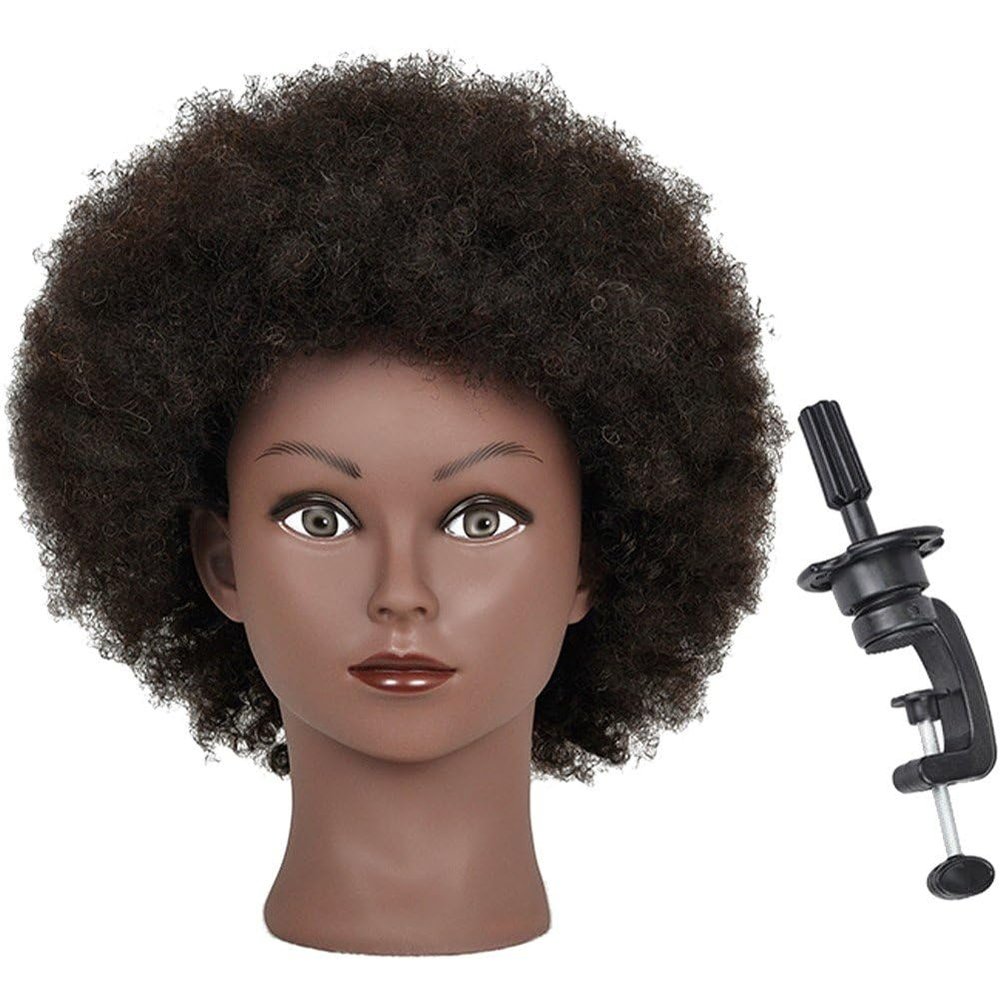 African Hairdressing Training Mannequin Head Realistic Styling Head for Salon Practice Black Hair Model for Cosmetology and Hair Styling