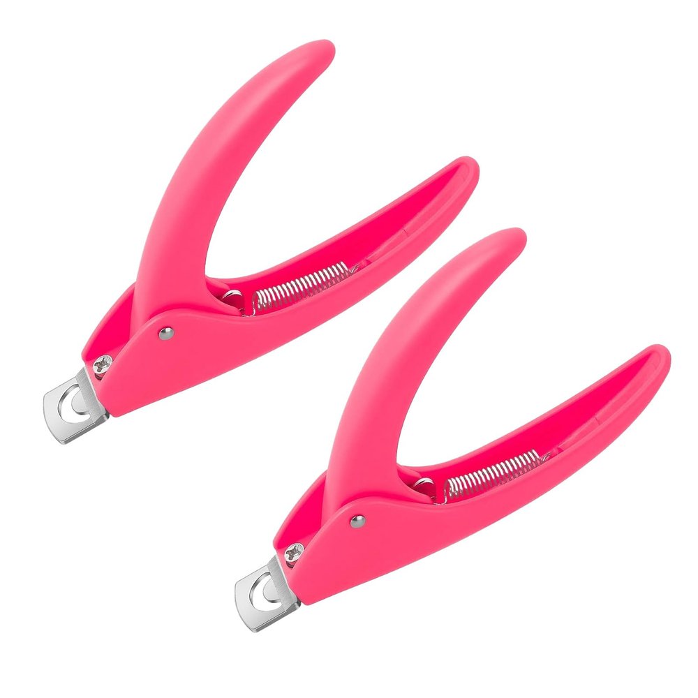 2pcs Pink Acrylic Fake Nail Clippers, Stainless Steel Trimmer Manicure Sharp Blade Clipper Tools for Salon Home Nail Art Beauty Design Crystal Nails DIYProfessional Nail Clippers