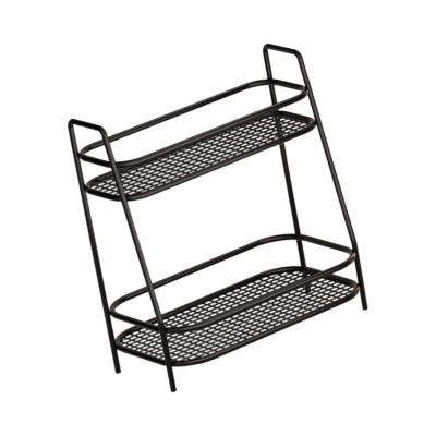 2 Tier Bathroom Counter Organizer, No Install Vanity Tray and Storage Countertop Shelf for Kitchen, Coffee Station, Office, Black