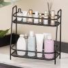 2 Tier Bathroom Counter Organizer, No Install Vanity Tray and Storage Countertop Shelf for Kitchen, Coffee Station, Office, Black view 2