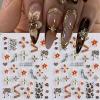 2sheets Brown Nail Stickers Flower Leopard Print French Nail Decals 5D Self-Adhesive Nail Design Stickers for Acrylic Artificial Nails for Women Summer Manicure Decoration Supplies view 1