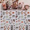 2sheets Brown Nail Stickers Flower Leopard Print French Nail Decals 5D Self-Adhesive Nail Design Stickers for Acrylic Artificial Nails for Women Summer Manicure Decoration Supplies view 2