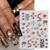 2sheets Brown Nail Stickers Flower Leopard Print French Nail Decals 5D Self-Adhesive Nail Design Stickers for Acrylic Artificial Nails for Women Summer Manicure Decoration Supplies view 3