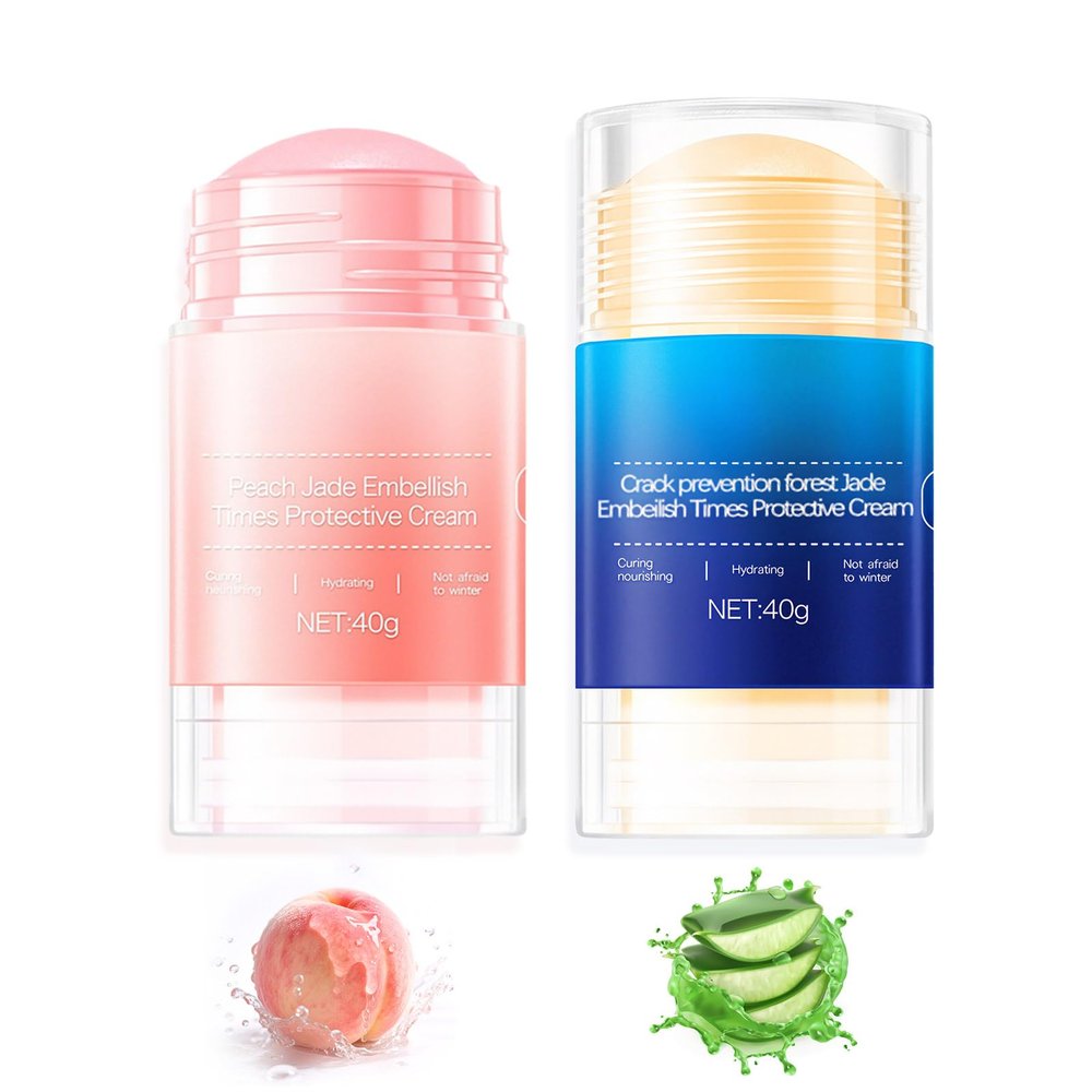 Hydrating Anti-Cracking Foot Balm Stick for Dry Feet & Heels - Moisturizing Solid Stick with Shea Butter, Fast Absorbing Non-Greasy Care for Hands/Knees/Elbows, Gym Travel Essential (Pink+Blue, 1 Pcs)