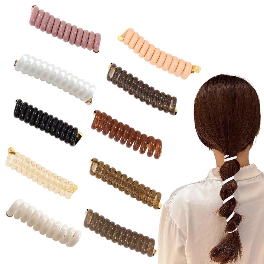 10 Pcs Spiral Hair Ties For Women Elastic Tie No Damage Soft Thin Twisted Hair Wire Hairwire, Phone Cord Elegant Bands For Women Girl Daily Use