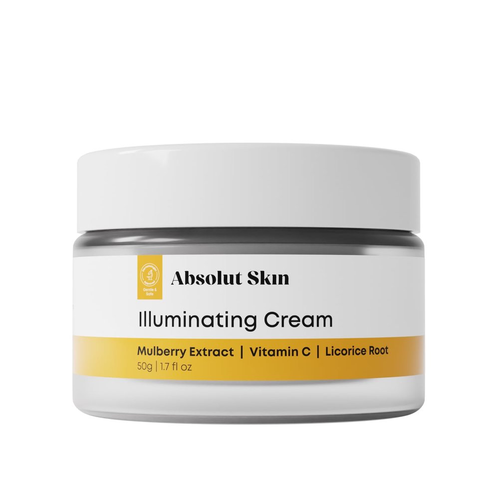 AbsolutSkin Illuminating Cream  Skin Brightening Moisturizer with Vitamin C, Mulberry & Licorice Extract  Hydrates & Evens Tone  50ml