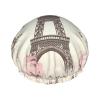 The Eiffel Tower and a Bicycle Shower Cap for Women Men Large Reusable Shower Bonnet Double-Layer Waterproof Bath Caps Elastic Band Hair Hat for All Hairstyles, Travel-Friendly view 1