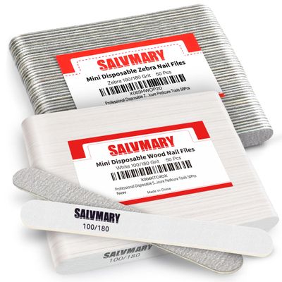 100/180 Grit Disposable Zebra Nail Files & 100/180 Grit White Nail Files Bundle