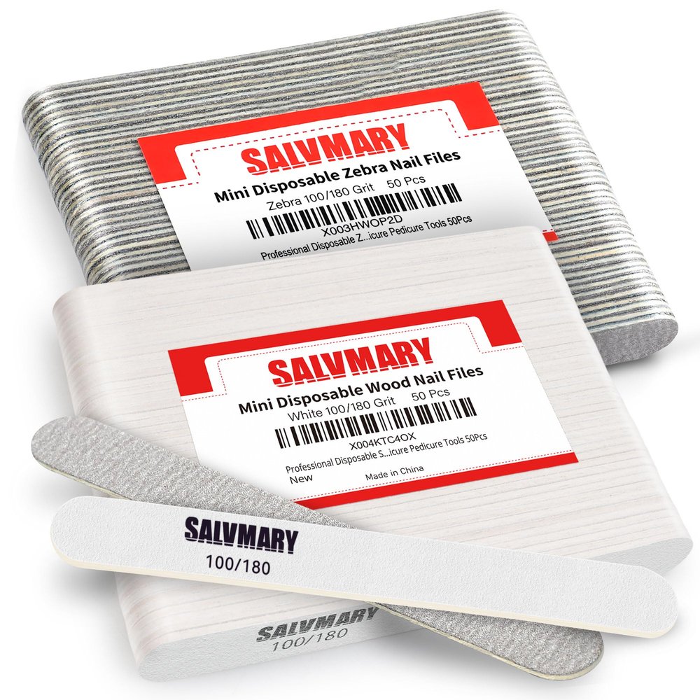100/180 Grit Disposable Zebra Nail Files & 100/180 Grit White Nail Files Bundle