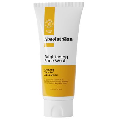 AbsolutSkin Brightening Face Wash Gentle Daily Cleanser with Kojic Acid, Vitamin C & Alpha Arbutin Fades Dark Spots & Evens Skin Tone 120ml