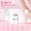 Bikini Trimmer for Women-2 in 1 Dual Head Electric Razors,USB Rechargeable Bikini Electric Shaver,IPX7 Waterproof Dry & Wet Use Body Hair Trimmer and Facial Hair Remover for Underarm Leg Body,White view 2