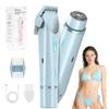 Bikini Trimmer for Women-2 in 1 Dual Head Electric Razors,USB Rechargeable Bikini Electric Shaver,IPX7 Waterproof Dry & Wet Use Body Hair Trimmer and Facial Hair Remover for Underarm Leg Body,Blue view 1