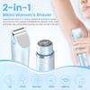 Bikini Trimmer for Women-2 in 1 Dual Head Electric Razors,USB Rechargeable Bikini Electric Shaver,IPX7 Waterproof Dry & Wet Use Body Hair Trimmer and Facial Hair Remover for Underarm Leg Body,Blue view 2