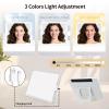Faquenc Travel Makeup Bag with LED Mirror 3 Color Modes,10.2-in White Vegan Leather Makeup Organizer Bag with Adjustable EVA Dividers and Independent Brush Panel view 3
