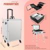 24 Inch Large Capacity Aluminum Alloy Trolley Cosmetic Case with Lamp and Mirror, Professional Follow-up Artist, Makeup Artist Toolbox view 2