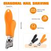 2 Pcs Edgy Nail Clipper Wide Jaw Opening Anti-Splash Slanted Clippers Angled Curved Toe for Thick Toenails for Seniors Men and Women(Black+Orange) view 2