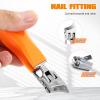2 Pcs Edgy Nail Clipper Wide Jaw Opening Anti-Splash Slanted Clippers Angled Curved Toe for Thick Toenails for Seniors Men and Women(Black+Orange) view 4