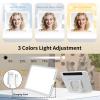 Faquenc Travel Makeup Bag with LED Mirror 3 Color Modes,10.2-in Black Vegan Leather Makeup Organizer Bag with Adjustable EVA Dividers and Independent Brush Panel view 3