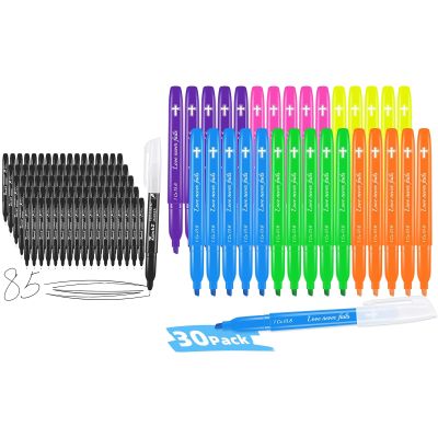 Ultra fine tip markers and Highlighters Assorted Colors, 30 Pack 6 Candy Color