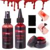 Halloween Fake Blood Makeup Kit for Zombie Vampire Costume, Fiestajaja 4PCS Special Effects SFX Makeup Set with 2.03oz Fake Blood Spray+2.03oz Dripping Blood+1.01oz Coagulated Blood+Stipple Sponge view 1