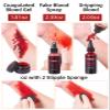 Halloween Fake Blood Makeup Kit for Zombie Vampire Costume, Fiestajaja 4PCS Special Effects SFX Makeup Set with 2.03oz Fake Blood Spray+2.03oz Dripping Blood+1.01oz Coagulated Blood+Stipple Sponge view 2