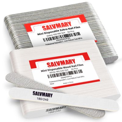 100/180 Grit Disposable Zebra Nail Files & 180/240 Grit White Nail Files Bundle