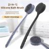 Back Brush Soft Back Scrubber Brush Silicone Skin Massager Bath Shower Scrubbing with Handle Body Wash Exfoliating Scrub Supplie(Long Handle-RED) view 2