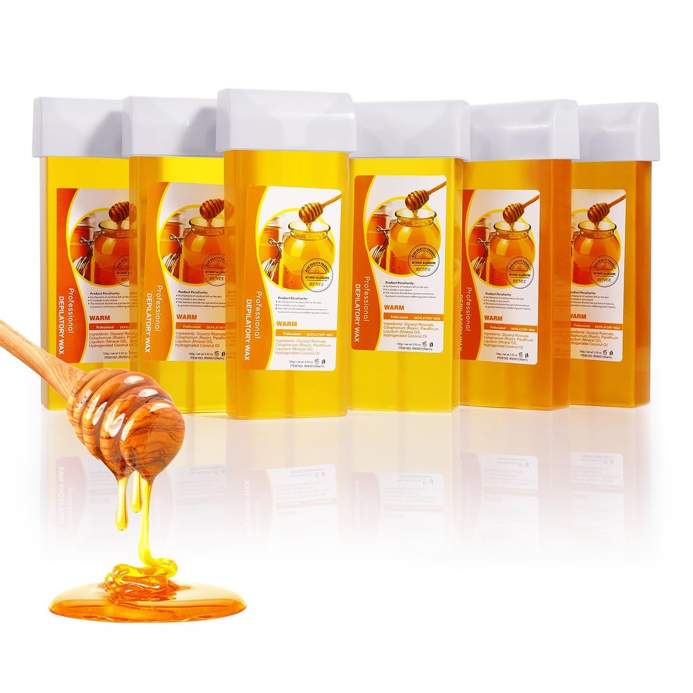 Roll on Wax Refill: 6 Honey Wax Roller Refill - At-Home Hair Removal Cartridge for Body Legs Arms (100g/3.53oz, 6 Pack)