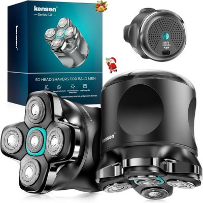 5D Head Shavers for Bald Men - Kensen 2025 Upgraded Large Hair Chamber Bald Head Shavers for Men, Christmas Gift Best Head Razors for Bald Mens Waterproof USB-C Cordless 160min for Home Office Travel