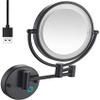 8" Wall Mounted with Lights LED 1X/5X Magnification Makeup Vanity Mirror Double Sided,Touch Button Adjustable Light,Shaving Makeup in Bedroom Bathroom USB Recharge (Black) view 1