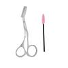 Eyebrow Scissors, Stainless Steel Eyebrow Scissors with Cleaning Brush Eyebrow Scissors with Comb for Women Men(Silver) view 1