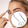 Eyebrow Scissors, Stainless Steel Eyebrow Scissors with Cleaning Brush Eyebrow Scissors with Comb for Women Men(Silver) view 4