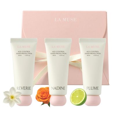 LA MUSE Age-Control Hand Protection | 3-scents, Hand Cream Holiday Gift Set | Luxury Perfumed Hand Cream for Women | Shea Butter Nourishes & Protects Dry, Aging Hands | Fast-Absorbing & Silky Finish