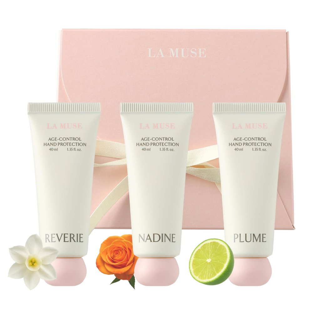 LA MUSE Age-Control Hand Protection | 3-scents, Hand Cream Holiday Gift Set | Luxury Perfumed Hand Cream for Women | Shea Butter Nourishes & Protects Dry, Aging Hands | Fast-Absorbing & Silky Finish
