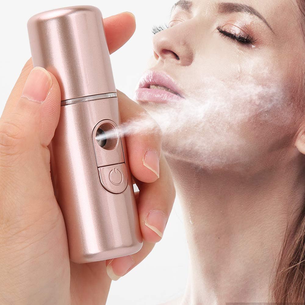 ZJchao Face Mist Sprayer, Handheld Humidifier Cooling Mist Portable Moisturizing Face Humidifier, for Skin Care & Body Moisturized & Eyelash Extensions (Rose Gold)