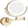 8 Inch Double Sided Brass Vanity Extendable Bathroom Mirror with Magnification, with Switch and Plug(10X) view 1