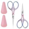 2 Pack Eyebrow Scissors, Stainless Steel Mustache Lash Scissors for Women, Pink Straight Tip Nose Hair Trimmer Scissor for Men, Women, Eyebrow, Facial Hair Beard, Eyelashes, Nail Scissor view 1