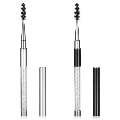 2 PCS Eye Brow Brush with Cap, Reusable Travel Eye Brow Brushes, Spooly for Lashes, Eyebrow Spoolie, Portable Eyebrow Spiral Brushes with Handle, Makeup Tool, Make up Accessories for Women