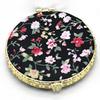 1Pc Round Pocket Folding Makeup Vintage Double Sides Floral Printed Bathroom for Wall, Round Black, Mass Beauty view 3