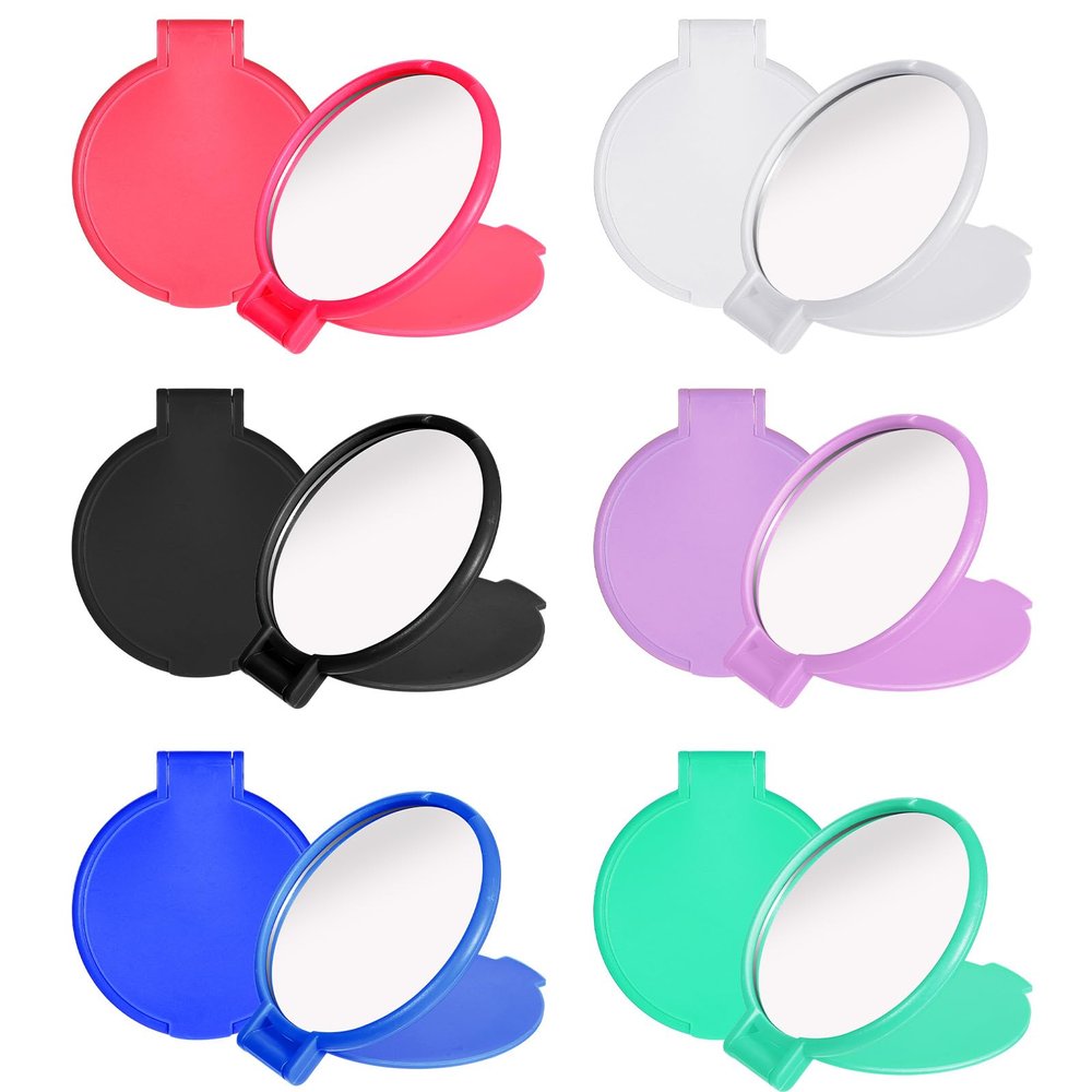6 Pcs Compact Mirrors Bulk, Mini Round Folding Mirrors, Portable Pocket Mirror, 2.4 Inches Makeup Mirror, Small Portable Travel Makeup Looking Glass for Purse Women Girls Daily Use