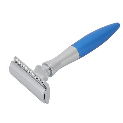 Ymiko Retro Double Stainless Steel Safety Men Manual Shaver for Body Shaving (Blue)