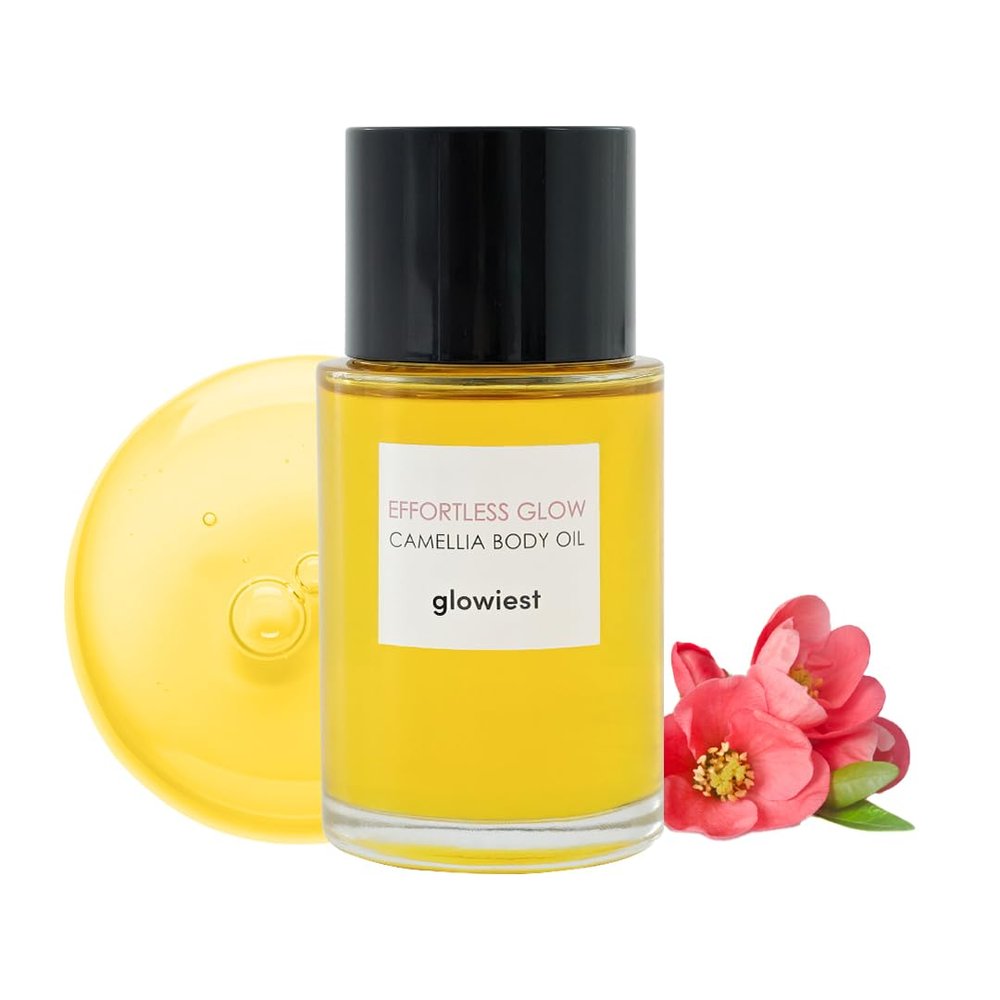 glowiest Effortless Glow Camellia Body Oil Anti-Aging & Antioxidant Formula with Camellia Japonica, Hazelnut & Castor Oils Lightweight, Fast-Absorbing, Deep Moisture 100ml